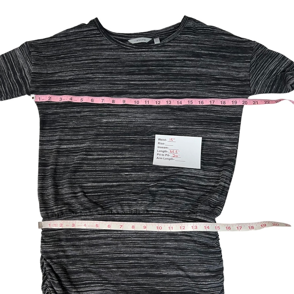 ATHLETA Dress Topanga Stretch Ruched Sides Long Sleeves Black Heather Gr… - Picture 9 of 13
